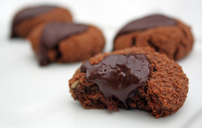 Chocolate thumbprint cookies