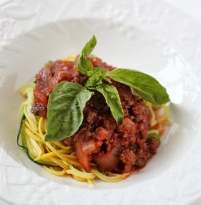 paleo spaghetti with red wine marinara sauce
