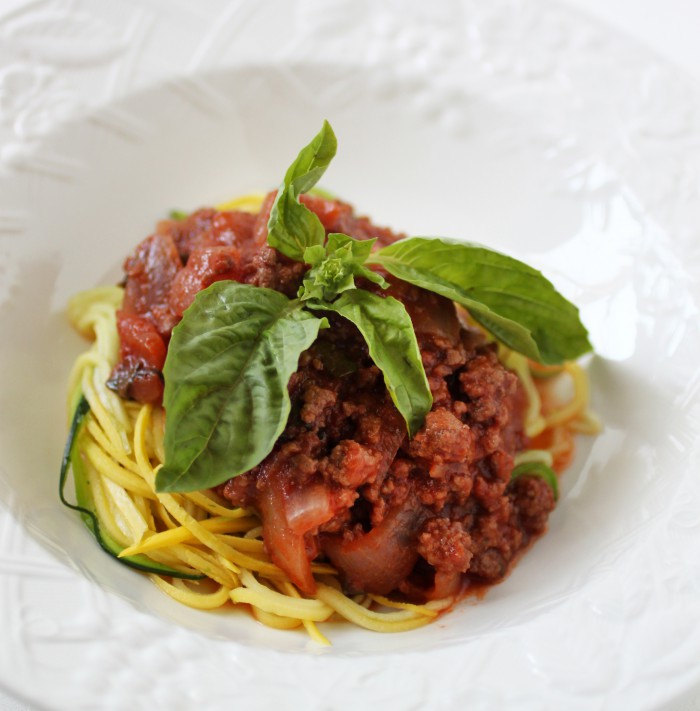 paleo spaghetti with red wine marinara sauce