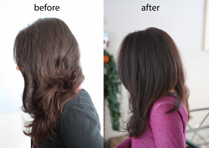 before and after Henna - Caca Noir for Dark Brown Hair