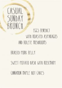 Gather Menu - Casual Sunday brunch