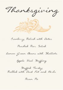 Gather Menu - Thanksgiving Feast