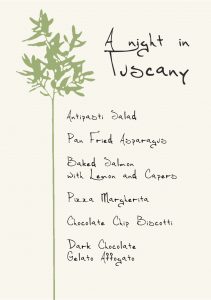 Gather Menu - A night in Tuscany