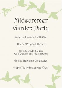 Gather Menu - Midsummer Garden Party