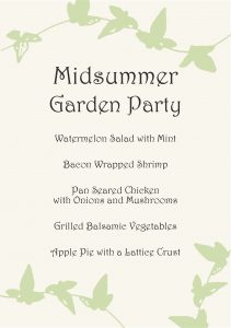 Gather Menu - Midsummer Garden Party