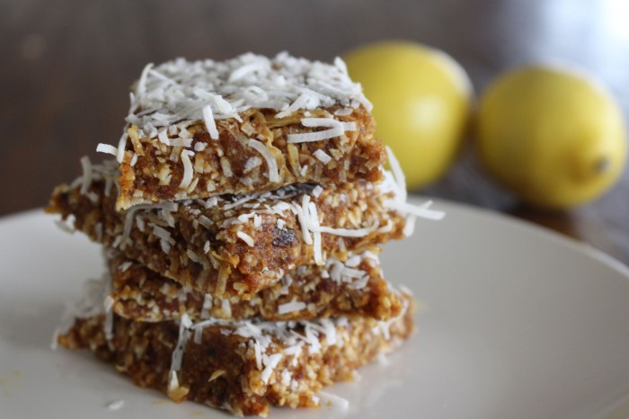 Lemon and Coconut Slice Paleo bars