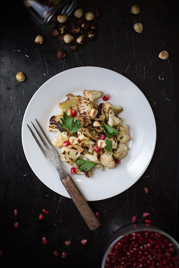 Cauliflower with Hazelnuts and pomegranate