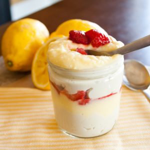 Strawberry Lemon Curd Coconut Milk Pudding