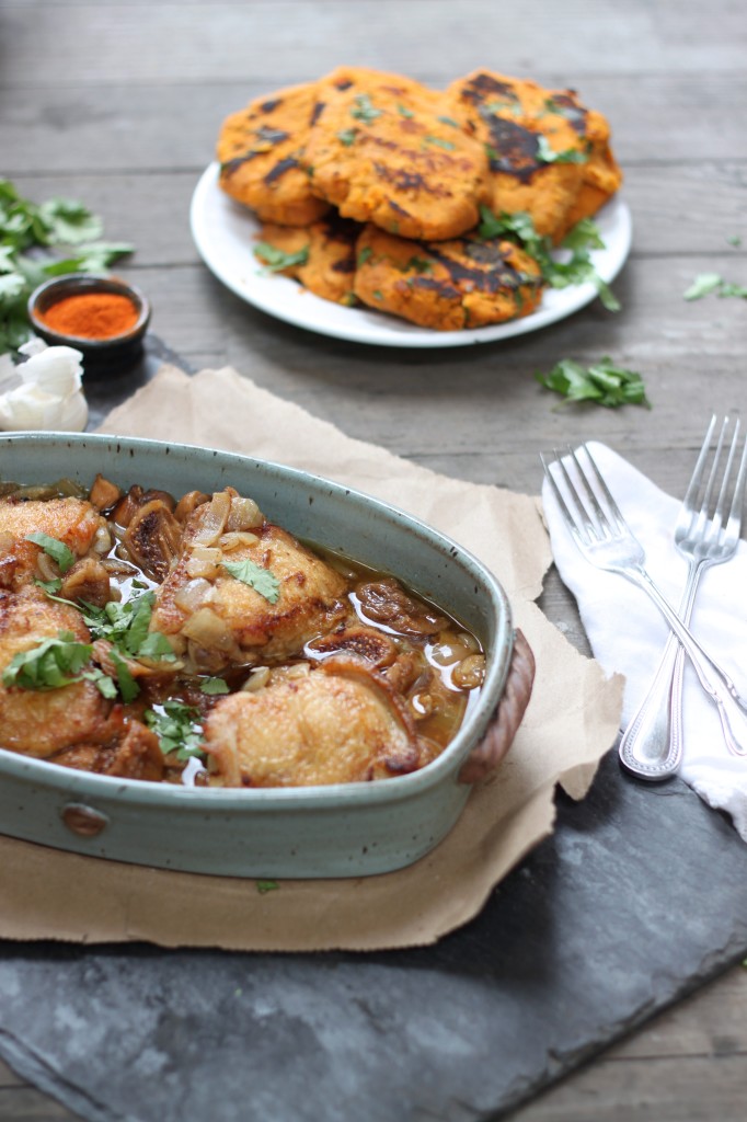 chicken tagine and sweet potato cakes