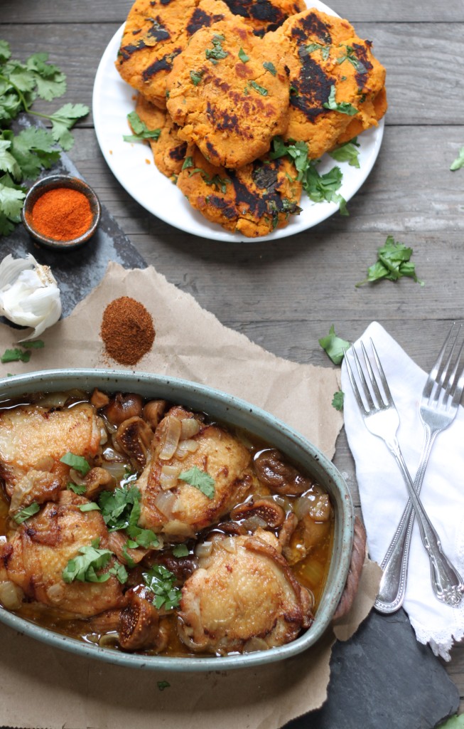 Chicken Tagine and sweet potato cakes