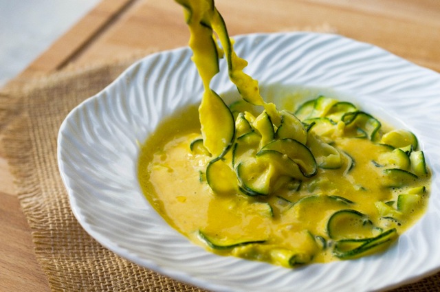 Pumpkin Alfredo with zucchini noodles