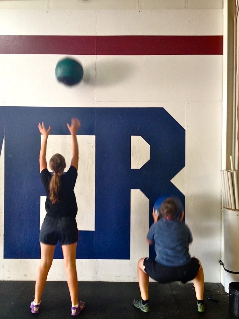 Shelby and mom doing wallballs
