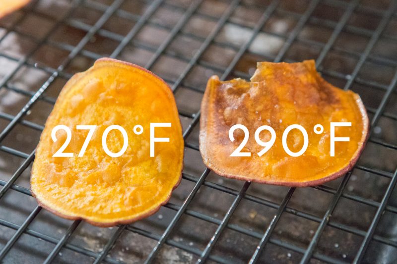 sweet potato chip fry temperature