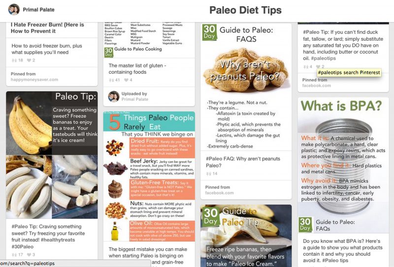 Paleo diet tips pin board