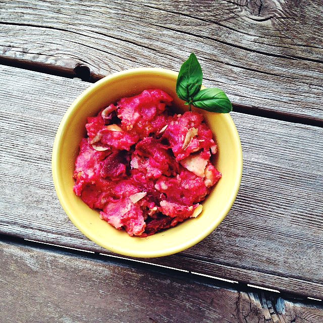 Beet Basil and Potato Mash