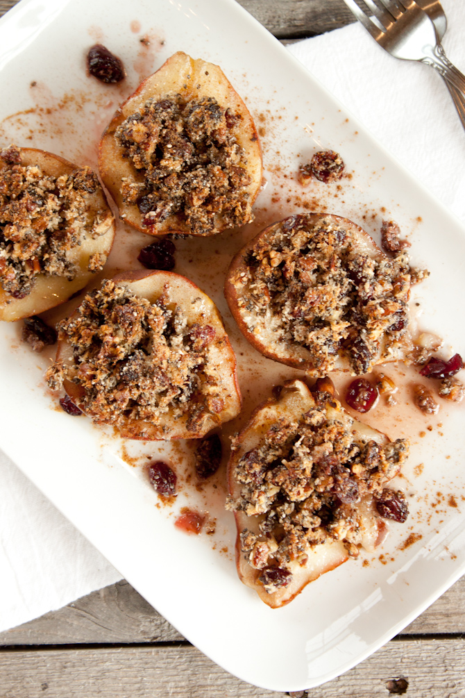 Cranberry Crisp Stuffed Pears