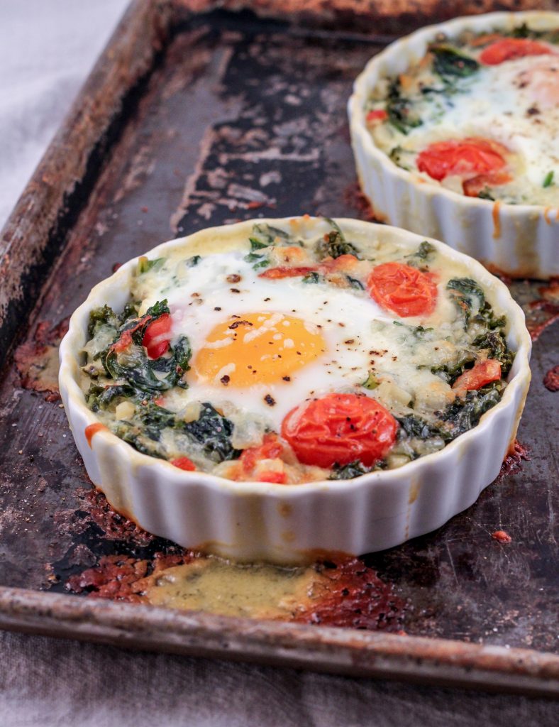 Creamy Kale Baked Eggs