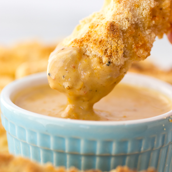 Baked Paleo Chicken Fingers with Orange Sesame Dipping Sauce