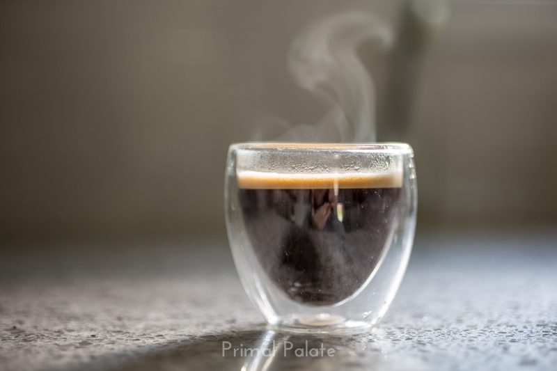 steaming espresso shot