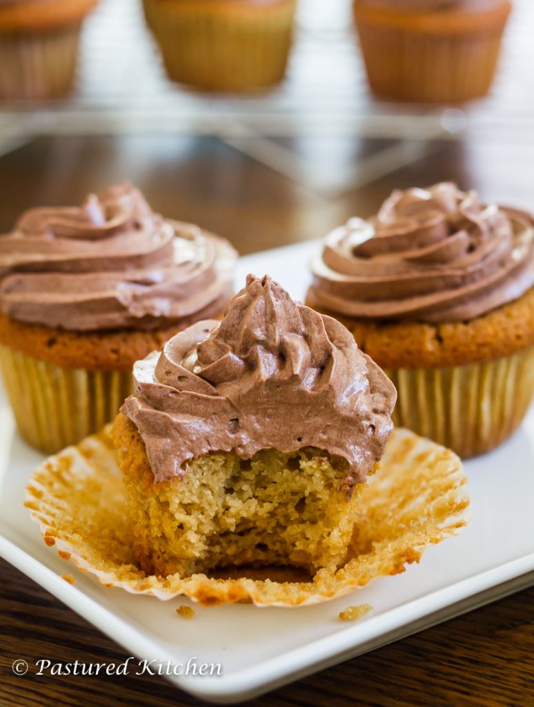 Honey Vanilla Paleo Cupcakes with Chocolate Frosting