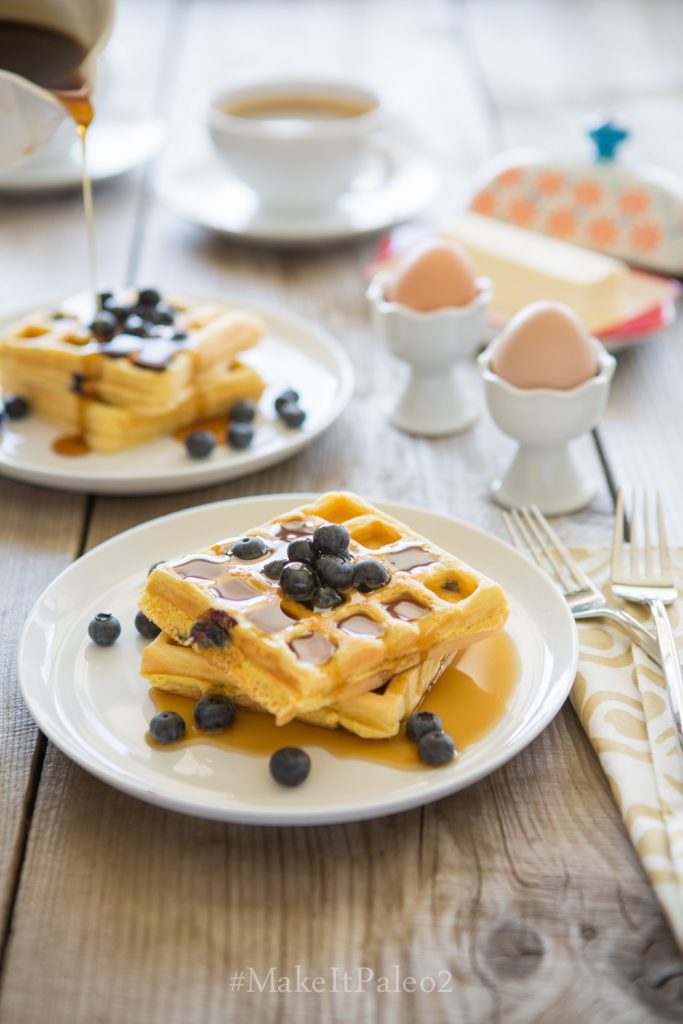 Lemon Blueberry Paleo Waffles