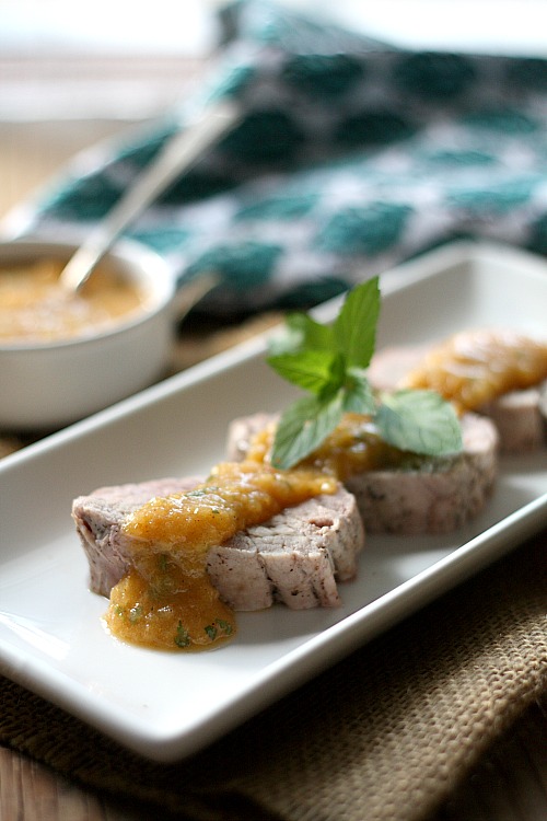 Pork Tenderloin with Peach Mint Sauce