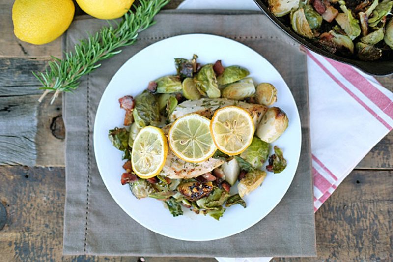 Chicken-skillet-with-bacon-brussels-sprouts