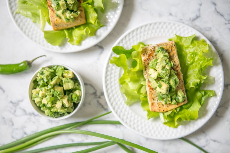 Adobo Salmon Salad with Avocado Salsa -2