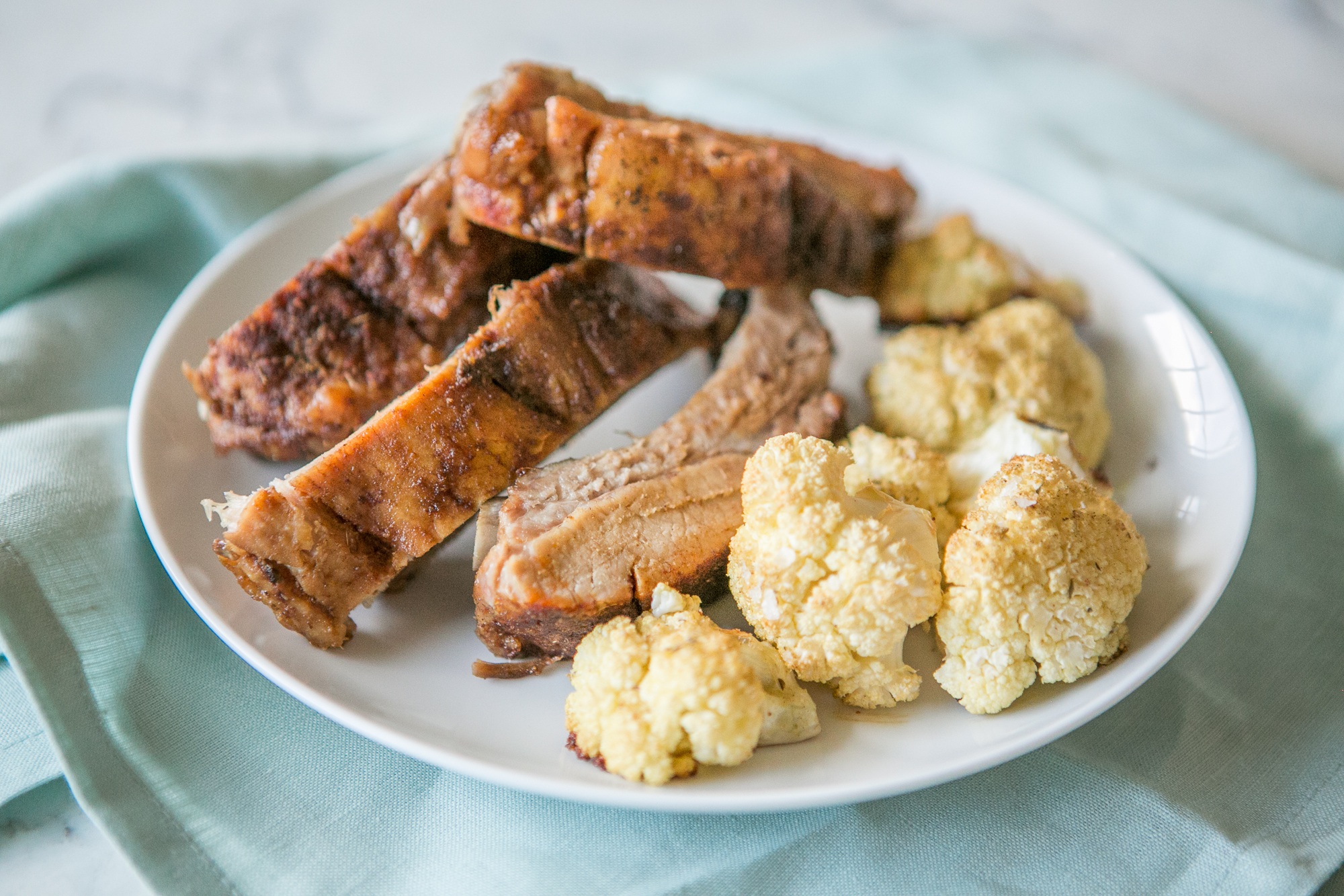 Chinese FiveSpice Ribs with Roasted Garlic & Herb Cauliflower Primal