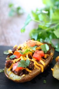 Taco Potato Skins with Cilantro Yogurt Dip | Primal Palate | Paleo Recipes